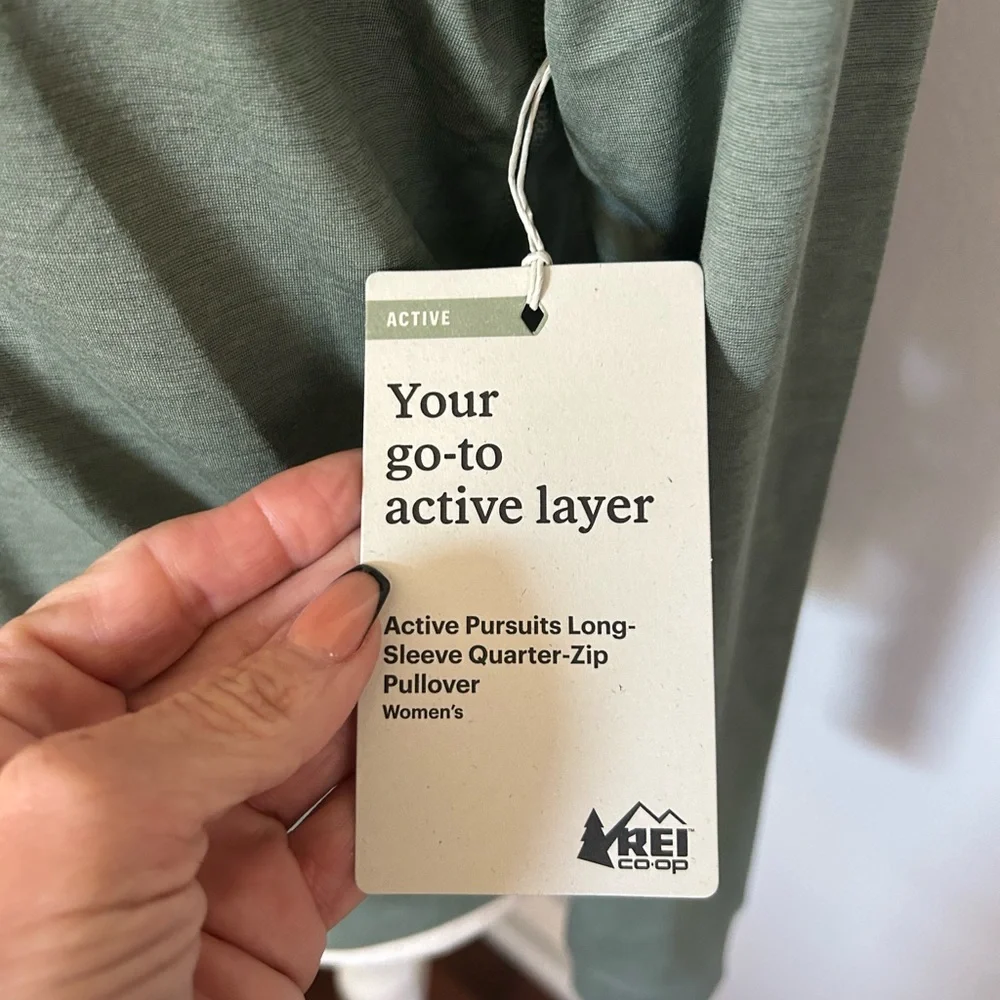 NWT REI CO-OP Lightweight Half-Zip Pullover in Olive Green Sz S - Picture 6 of 7